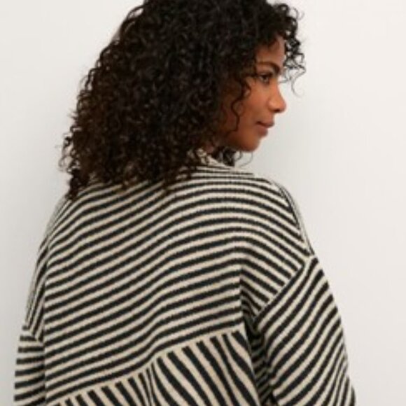 NWT KAFFE crow neck sweater col Feather Gray Melange / Black size large - Picture 9 of 10